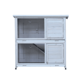 Rabbit Hutch Outdoor, 2-Story Rabbit Cage Indoor With Run, Bunny Cage With 2 Removable No-Leak Trays, Pet Cages With Non-Slip Ramp, Waterproof Ro (Option: Gray)